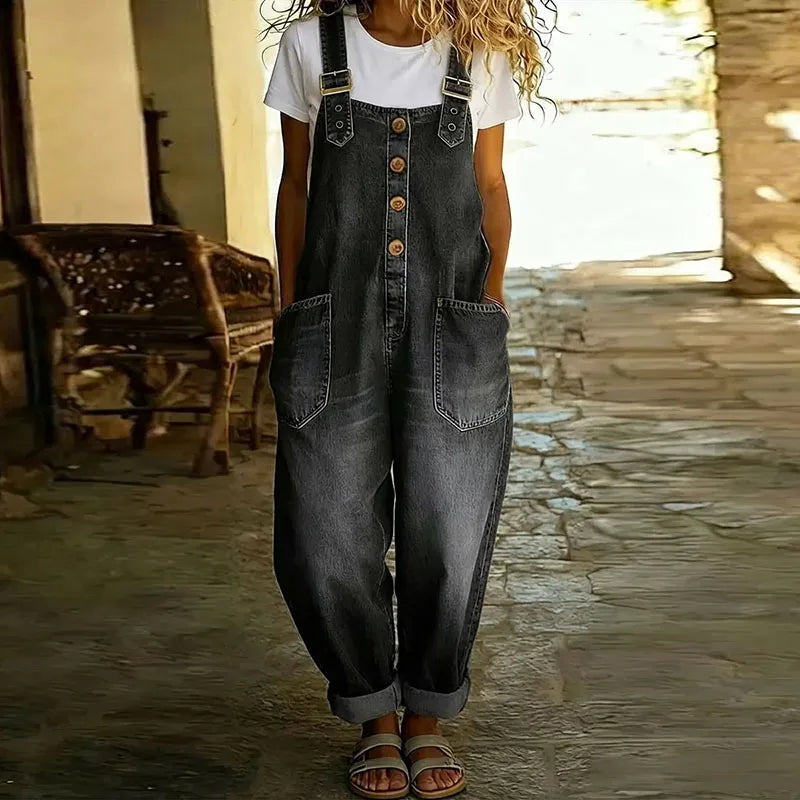Mae | Salopette denim vintage avec bretelles réglables