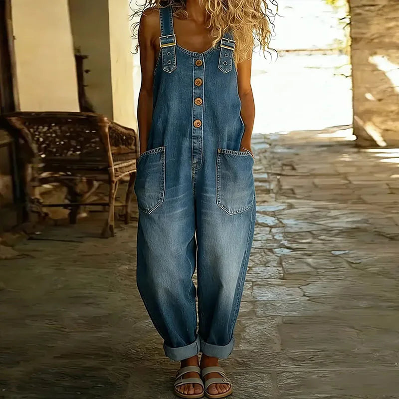 Mae | Salopette denim vintage avec bretelles réglables