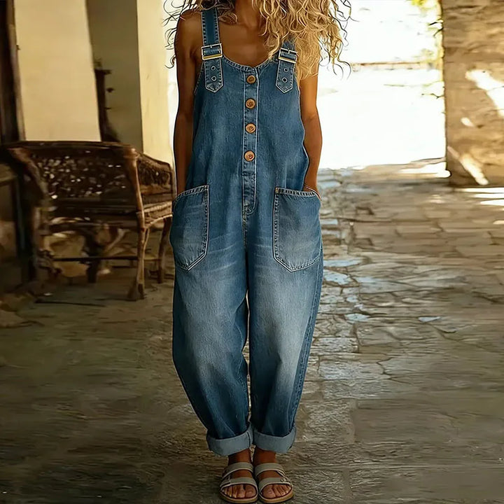 Mae | Salopette denim vintage avec bretelles réglables