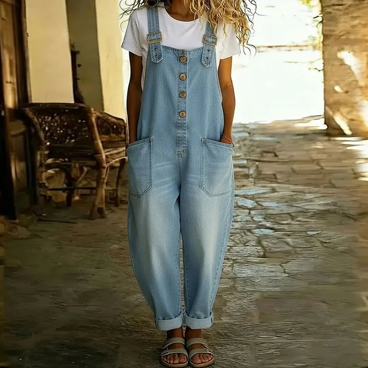 Mae | Salopette denim vintage avec bretelles réglables
