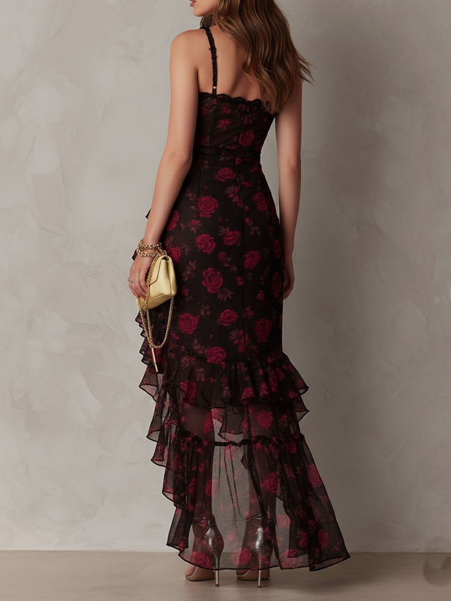 Lowe | Robe Fleurie avec Fronces et Ourlet à Volant