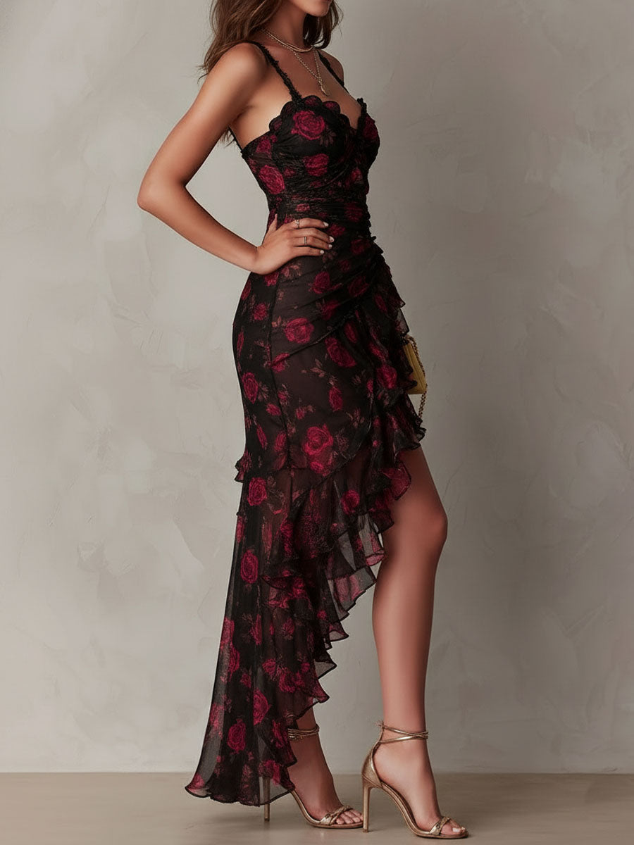 Pelagia | Robe à Volants en Rythme Floral