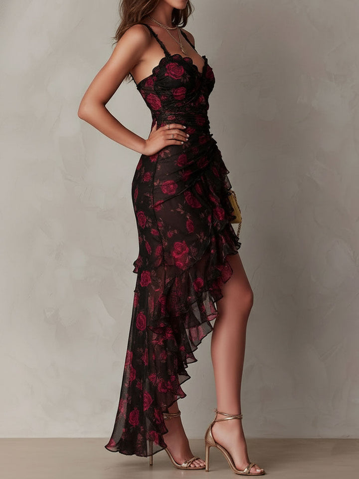 Pelagia | Robe à Volants en Rythme Floral