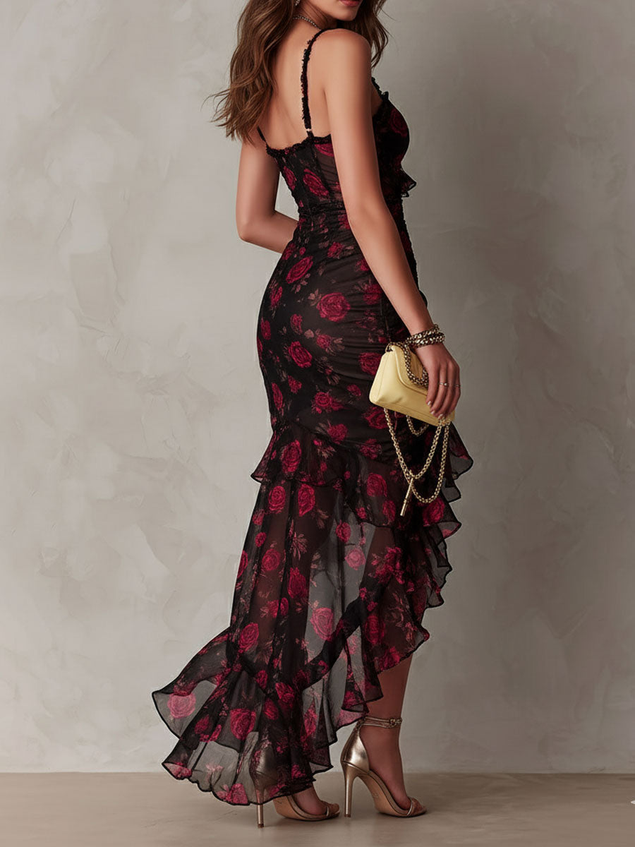 Pelagia | Robe à Volants en Rythme Floral