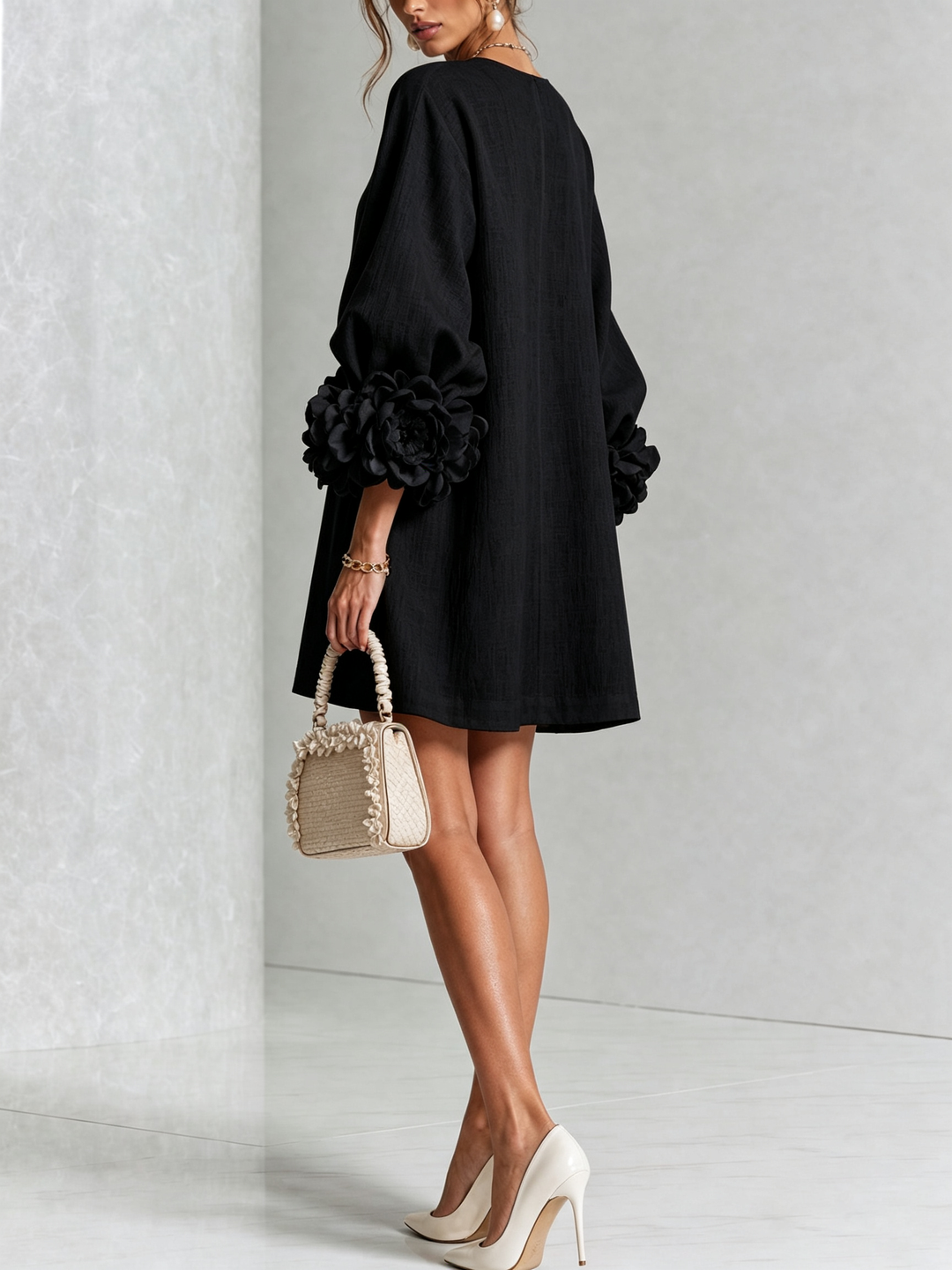 Florence™ | Robe Trapèze Courte à Fleurs et Boutons