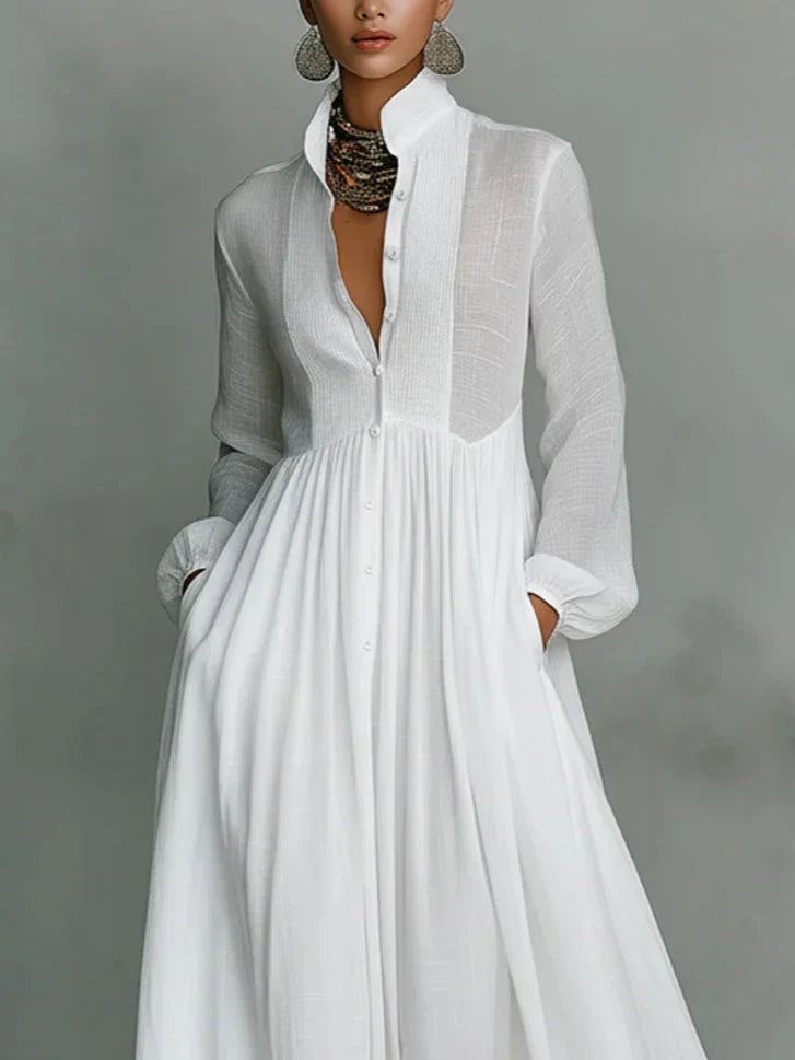 Alma Robe Maxi Intemporelle avec Col Élégant