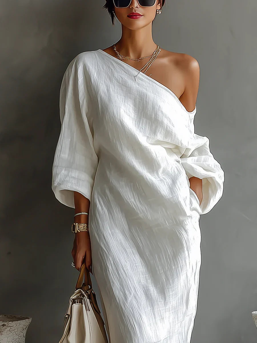 Alondra Robe Élégante à Découpe Asymétrique