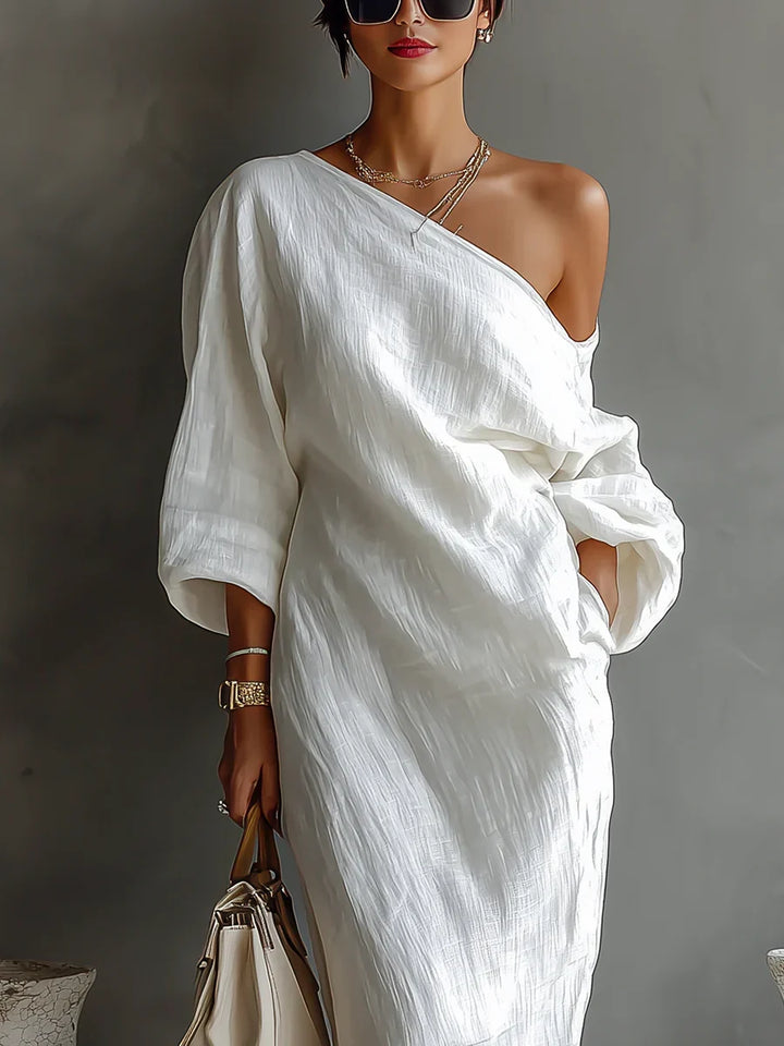 Alondra Robe Élégante à Découpe Asymétrique