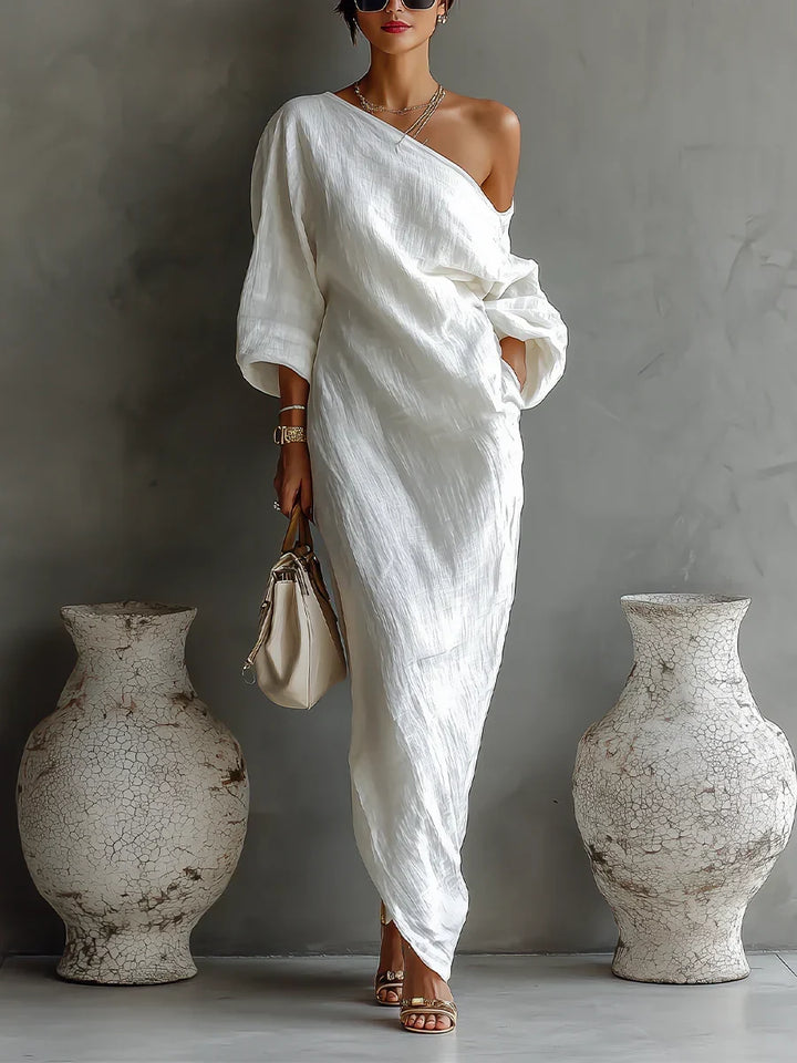 Alondra Robe Élégante à Découpe Asymétrique