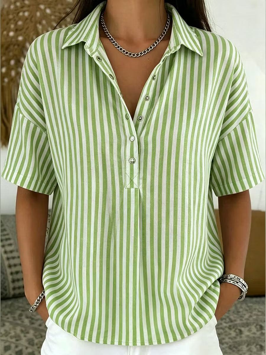 Madison | Striped Polo Linen Shirt