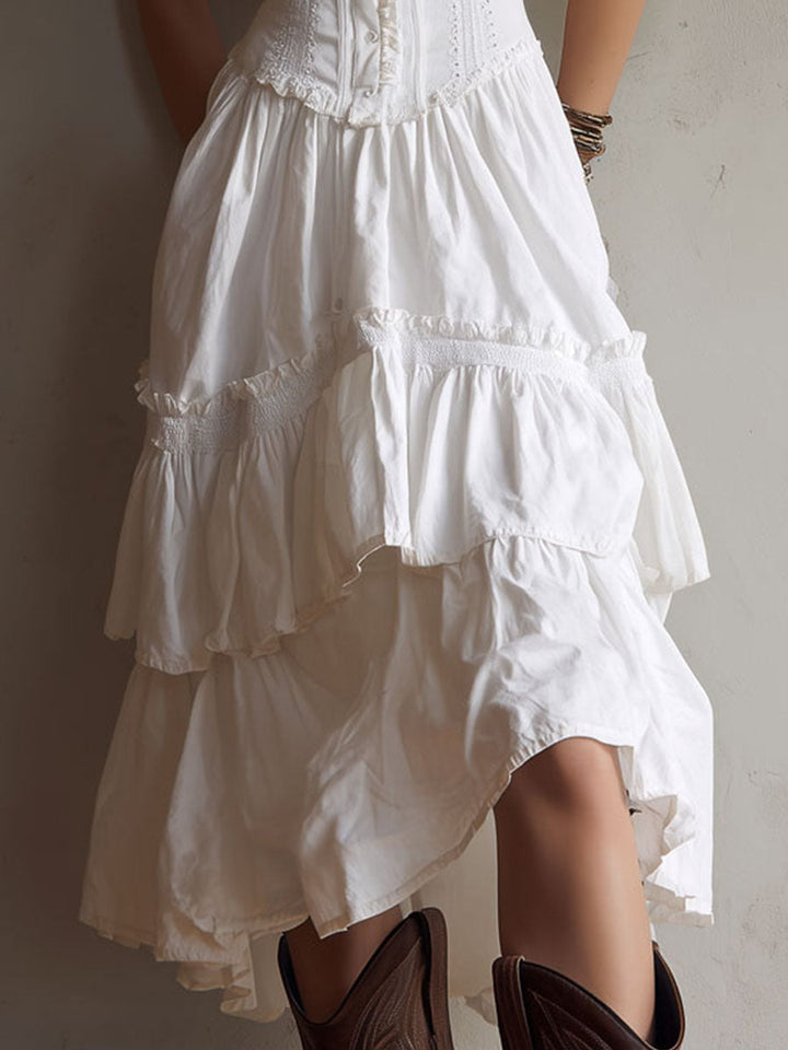 Robe Midi Bohème Rétro avec Corset