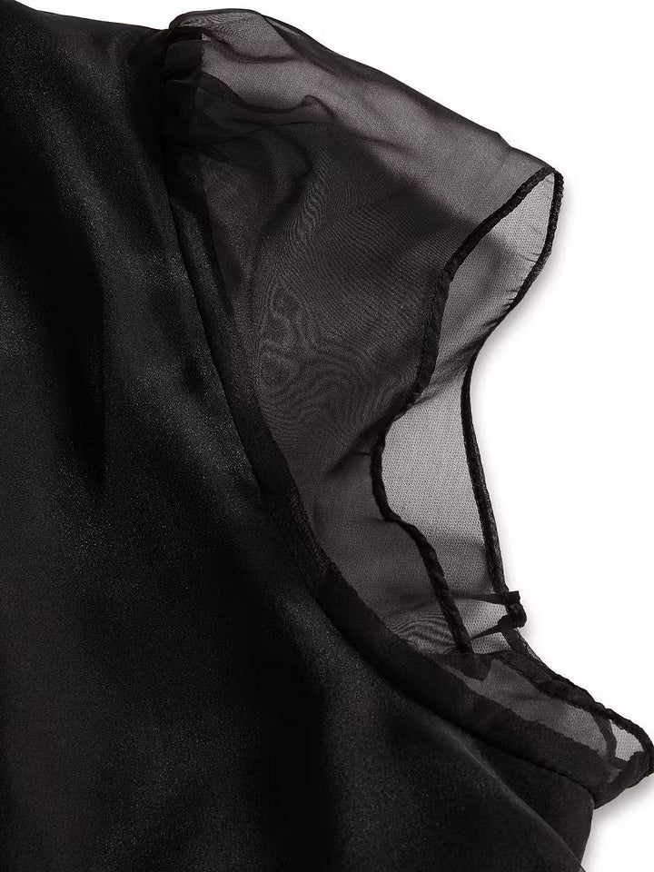 Elegant Black Chiffon High Neck Blouse