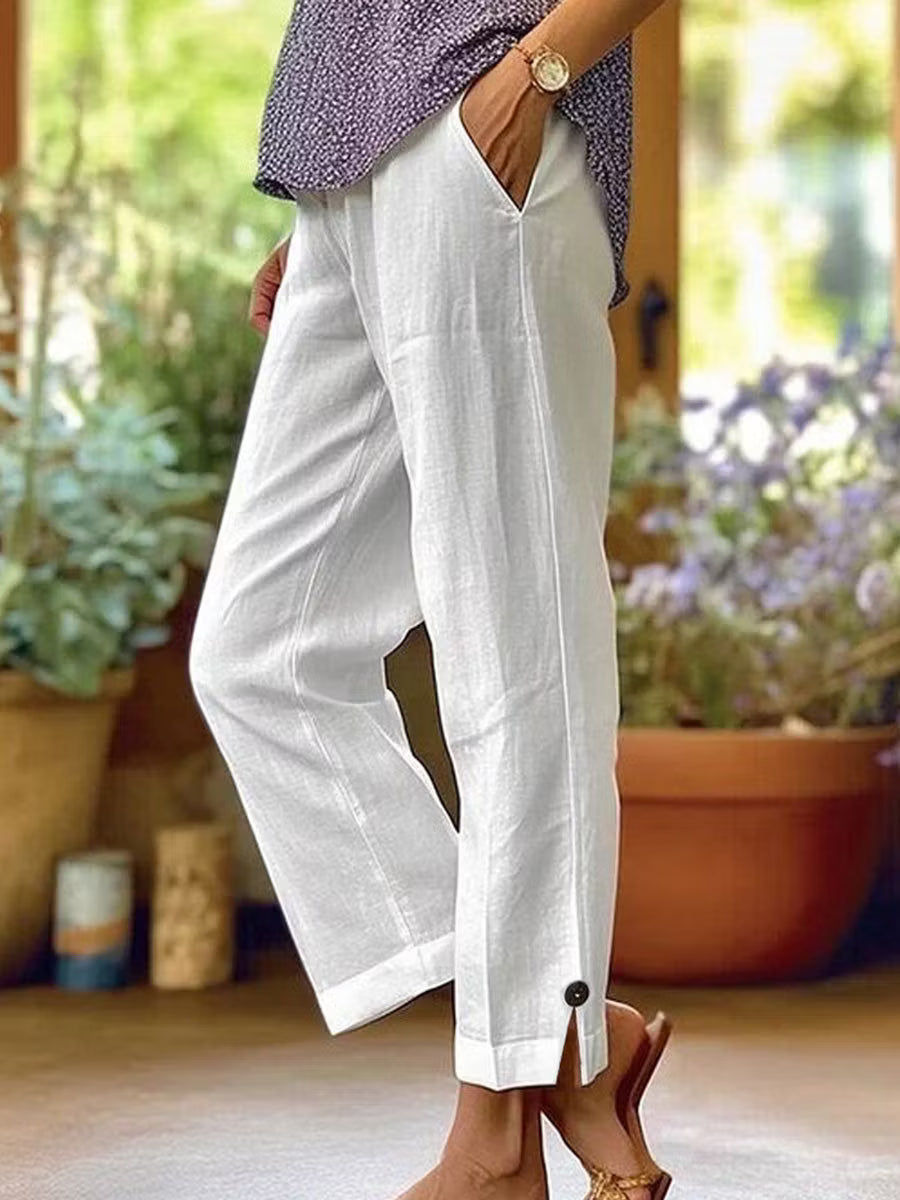Brooke | Cotton Linen Straight Trousers