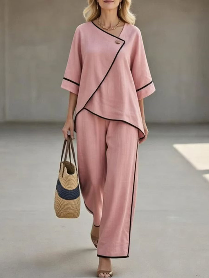 Sienna | Asymmetrical Linen Pants Set