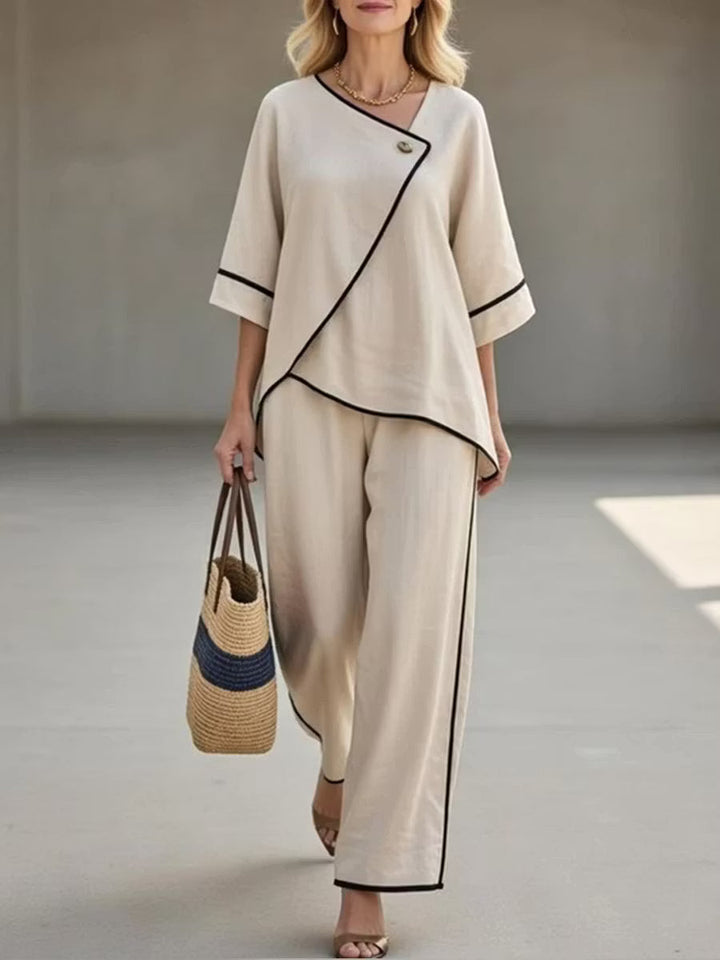 Sienna | Asymmetrical Linen Pants Set