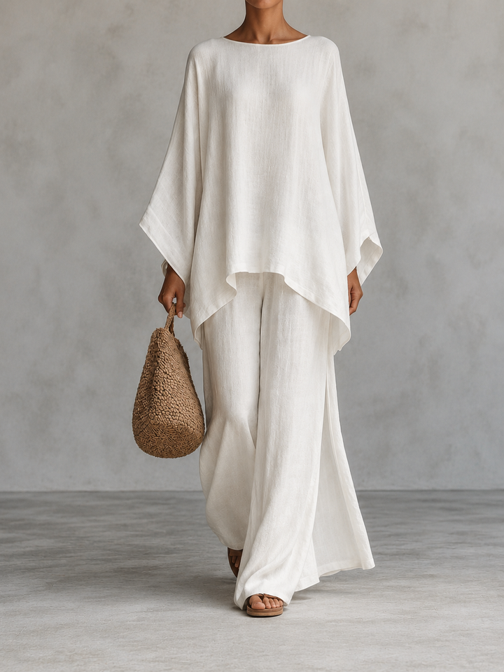 Verónica Ensemble Deux Pièces avec Chemise Manches Longues et Pantalon Jambe Large
