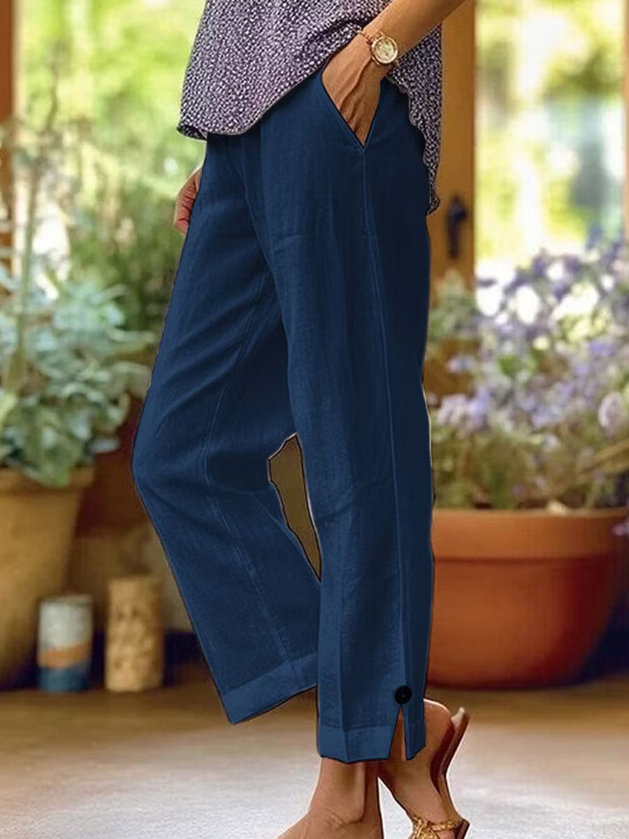 Brooke | Cotton Linen Straight Trousers