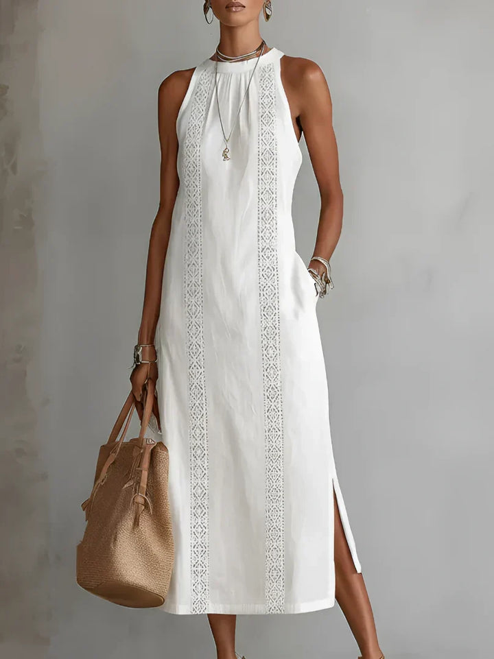 Valeria Robe Midi Élégante avec Col Mao