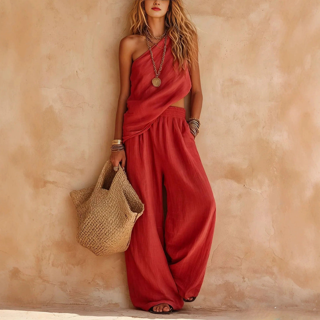 Carlota Ensemble Deux Pièces avec Pantalon Évasé