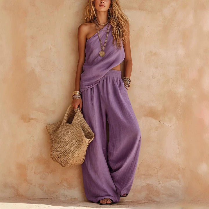 Carlota Ensemble Deux Pièces avec Pantalon Évasé