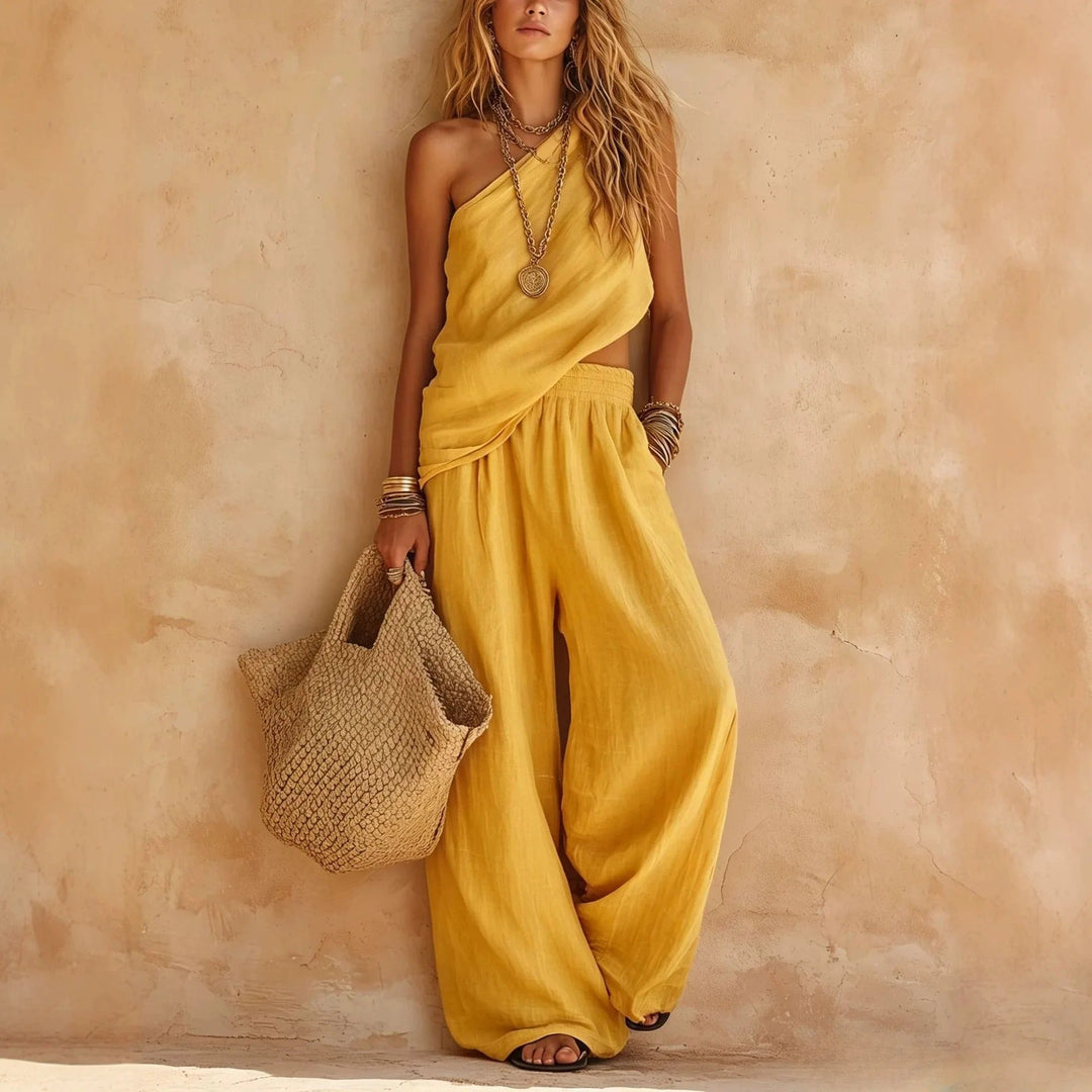 Carlota Ensemble Deux Pièces avec Pantalon Évasé