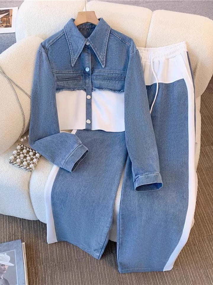 Veste Cintrée Colorblock et Pantalon Large