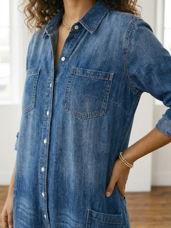 Diana | Combinaison vintage en denim doux lavé avec boutons