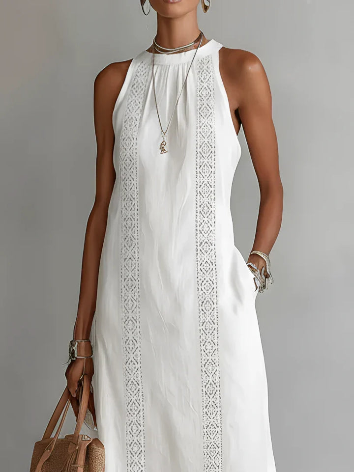 Valeria Robe Midi Élégante avec Col Mao