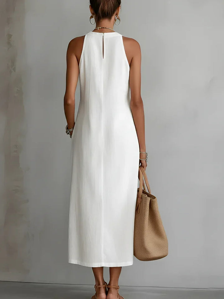 Valeria Robe Midi Élégante avec Col Mao