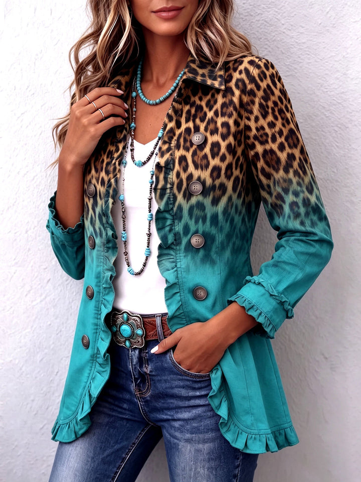 Veste Blazer Leopard Ombré avec Volants Elspeth™