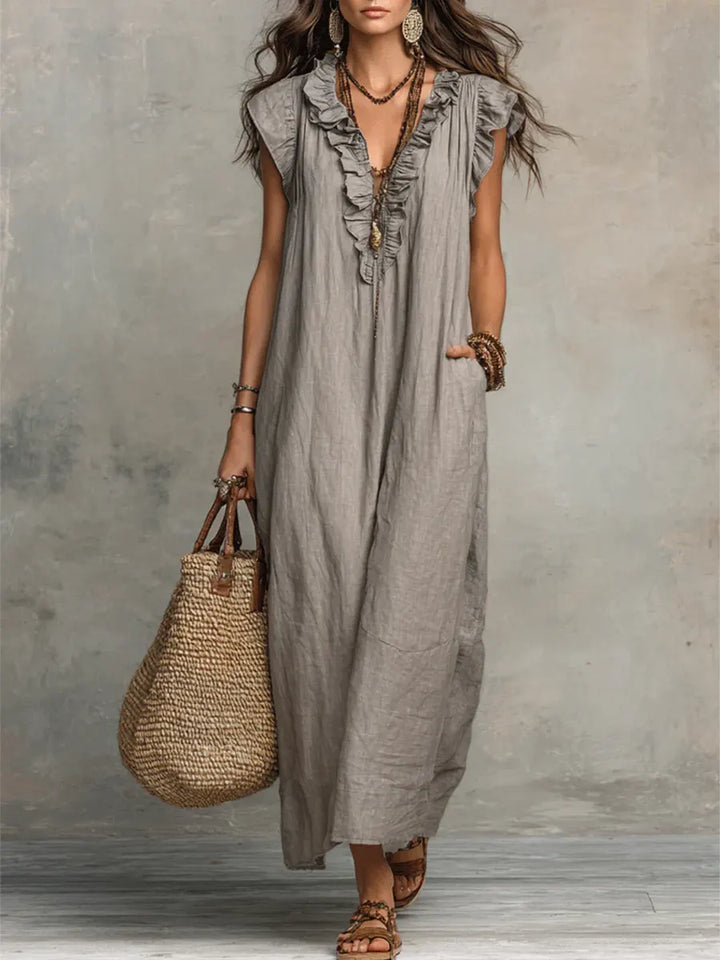 Camelia Robe Maxi Bohème avec Encolure en V