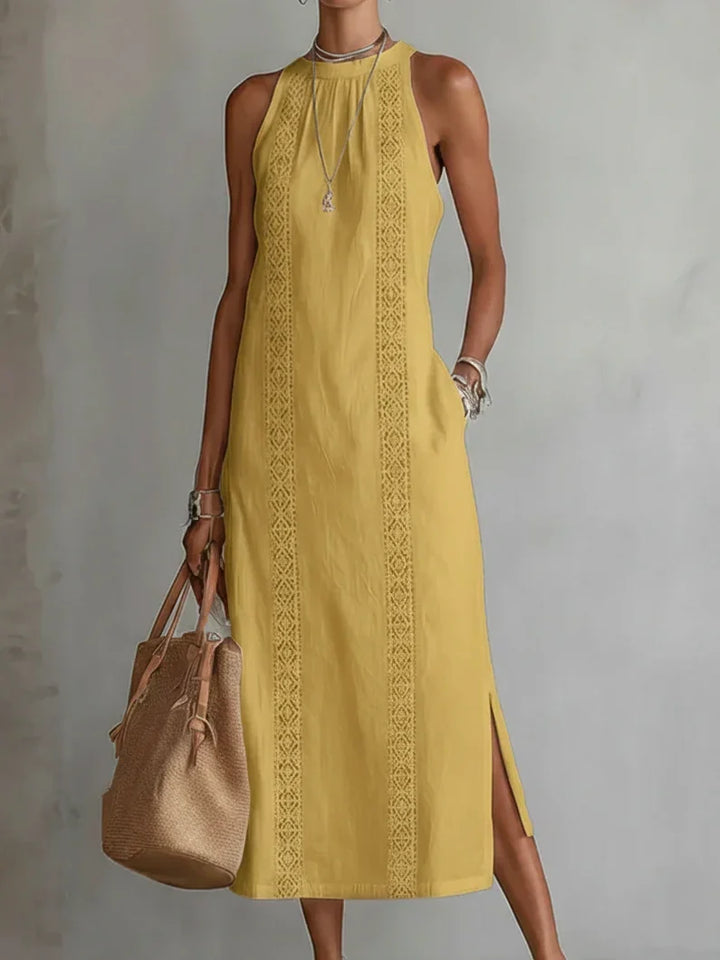 Valeria Robe Midi Élégante avec Col Mao