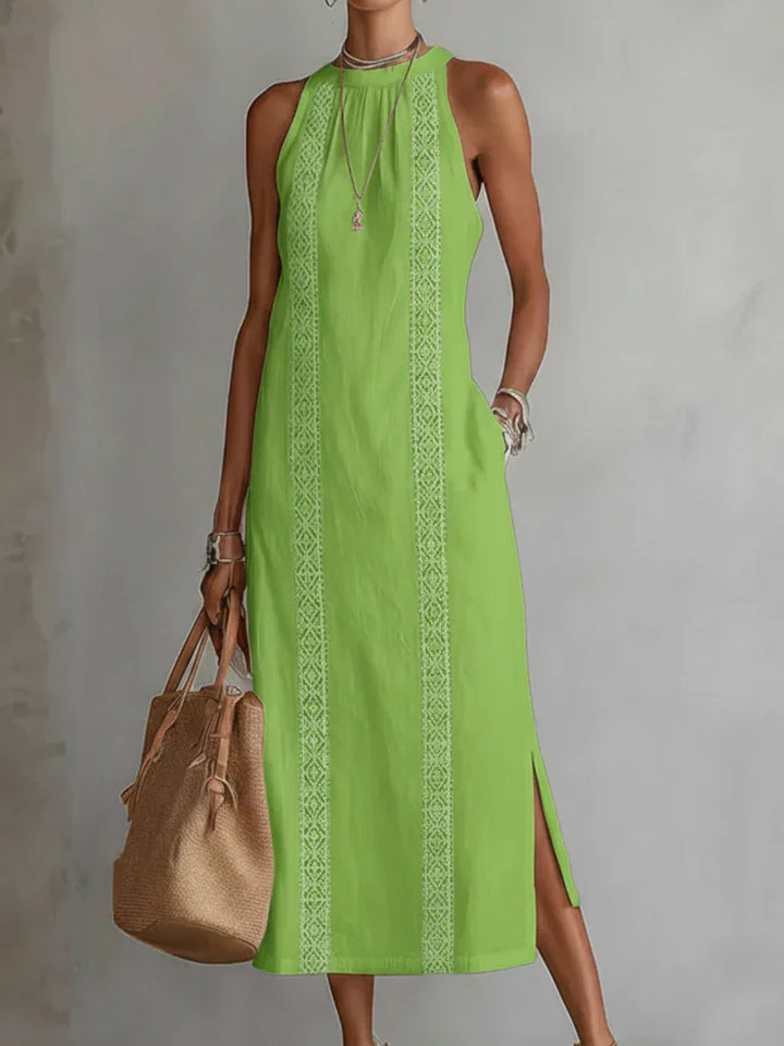 Valeria Robe Midi Élégante avec Col Mao