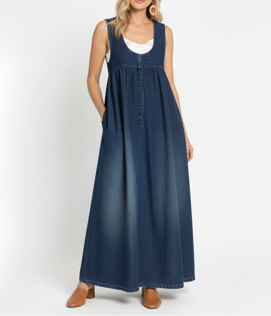 Karen | Robe Longue en Denim Lavé Vintage