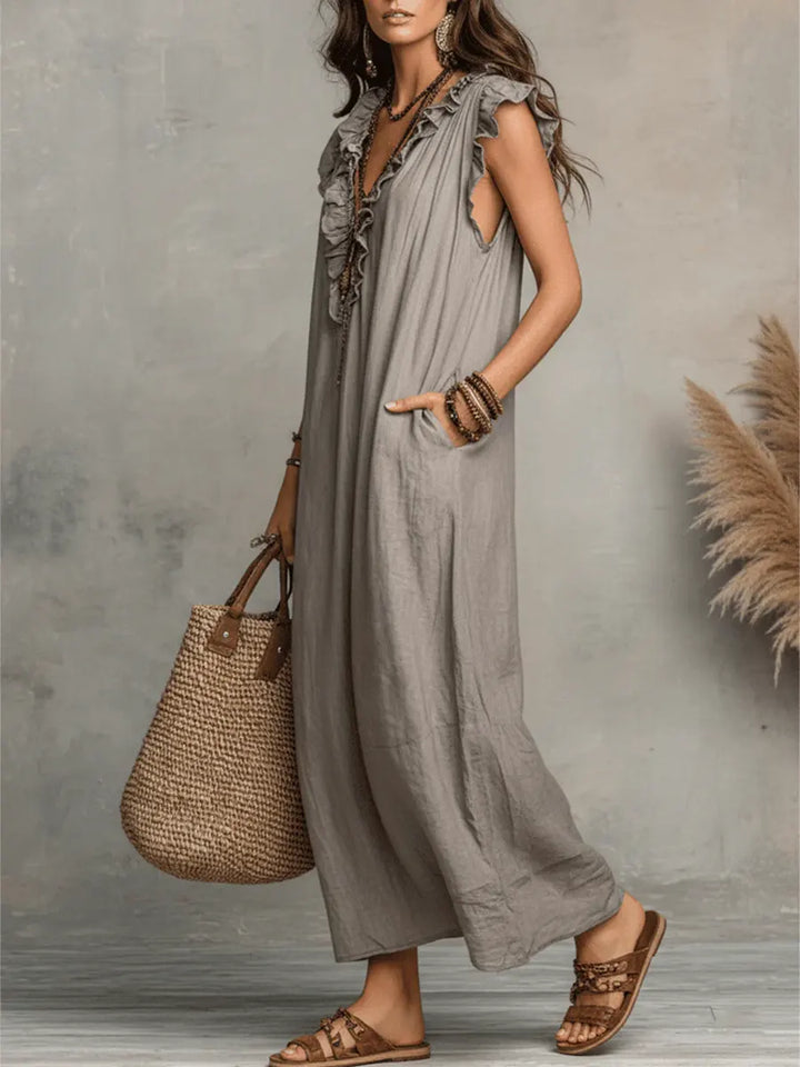 Chiara | Robe Maxi Bohémienne avec Décolleté en V
