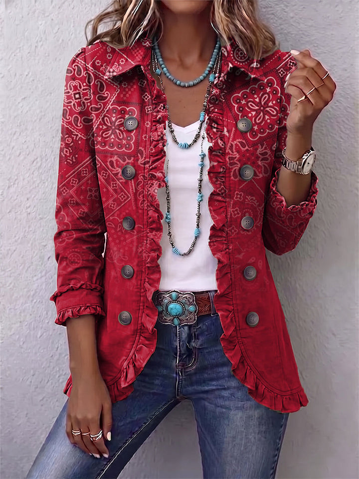 Veste Bohème Criselle™ avec Imprimé Paisley Ombré et Volants