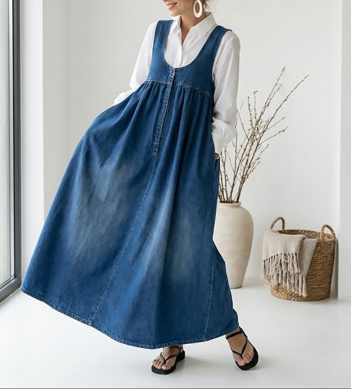 Karen | Robe Longue en Denim Lavé Vintage