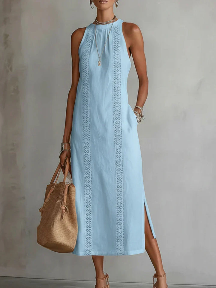 Valeria Robe Midi Élégante avec Col Mao