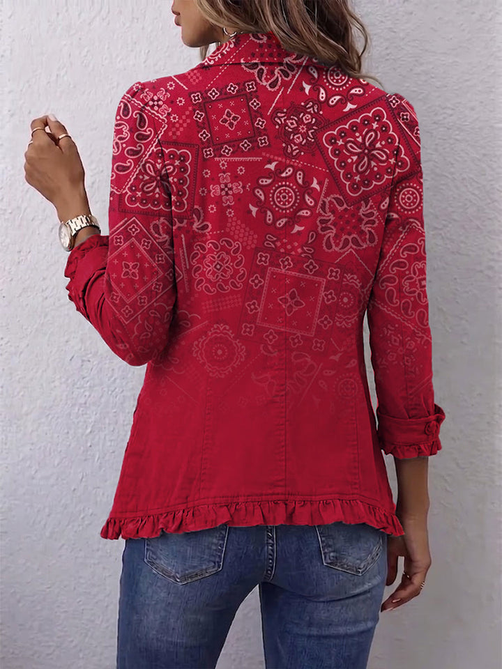 Veste Bohème Criselle™ avec Imprimé Paisley Ombré et Volants