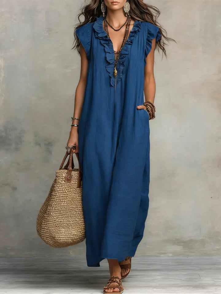 Camelia Robe Maxi Bohème avec Encolure en V