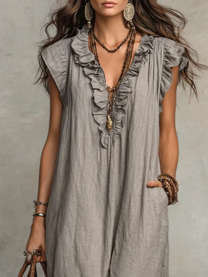 Camelia Robe Maxi Bohème avec Encolure en V