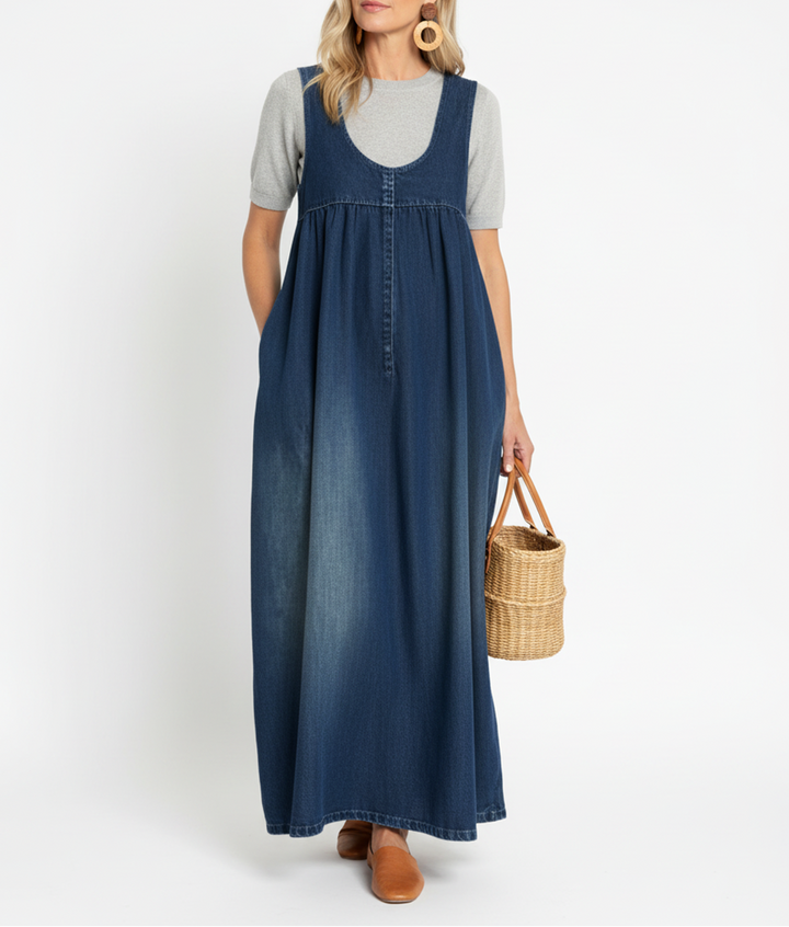 Karen | Robe Longue en Denim Lavé Vintage