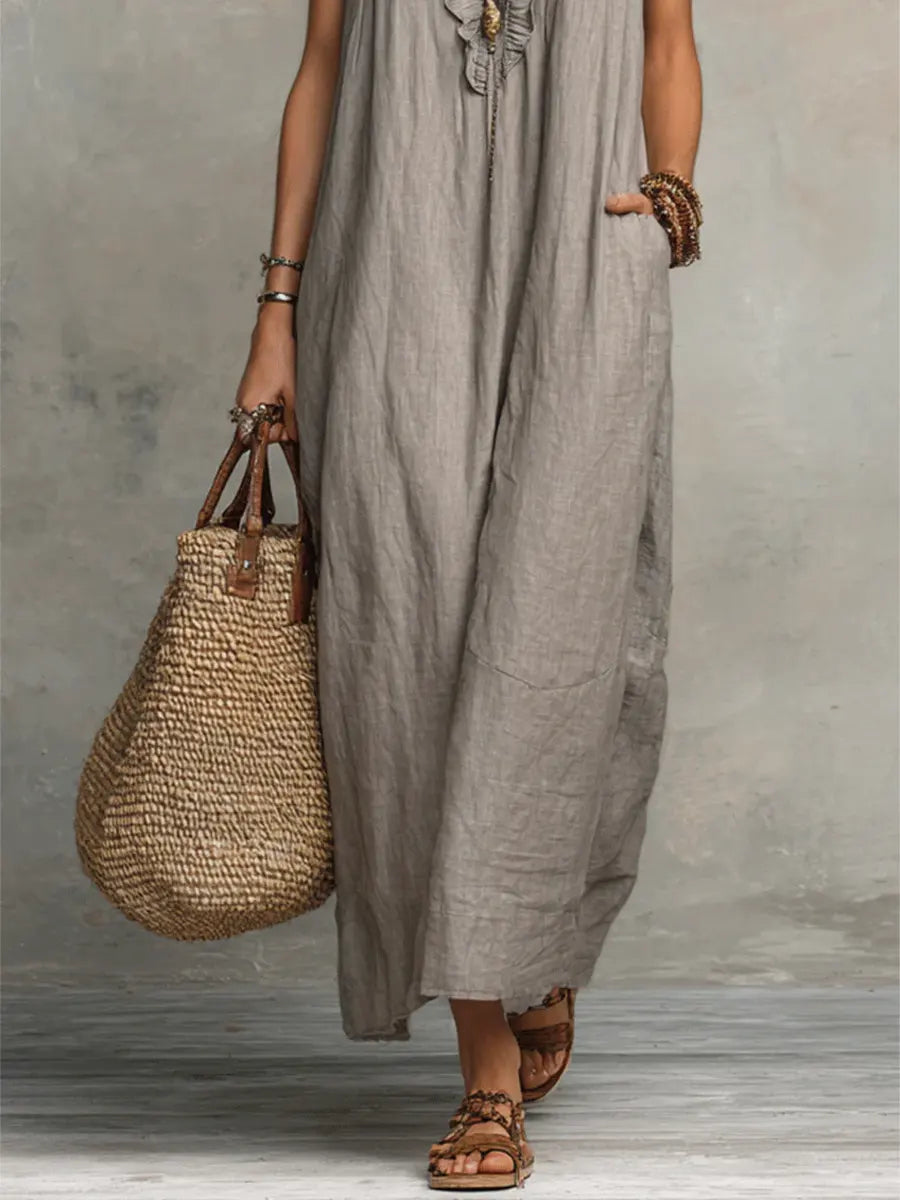 Chiara | Robe Maxi Bohémienne avec Décolleté en V