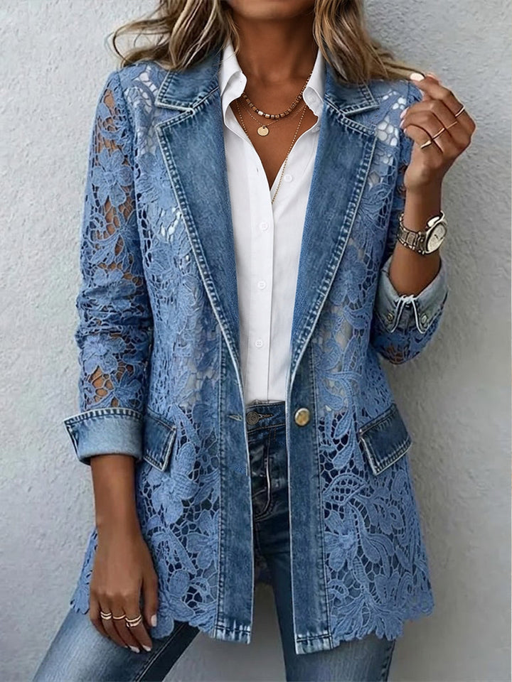 Veste de Blazer avec Panneaux Floraux