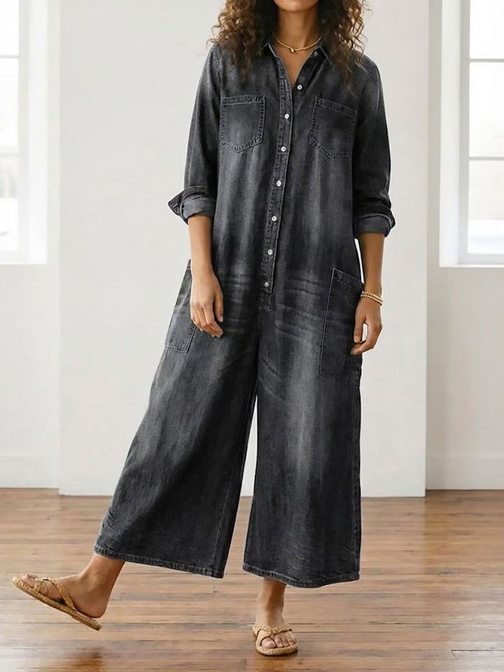 Diana | Combinaison vintage en denim doux lavé avec boutons
