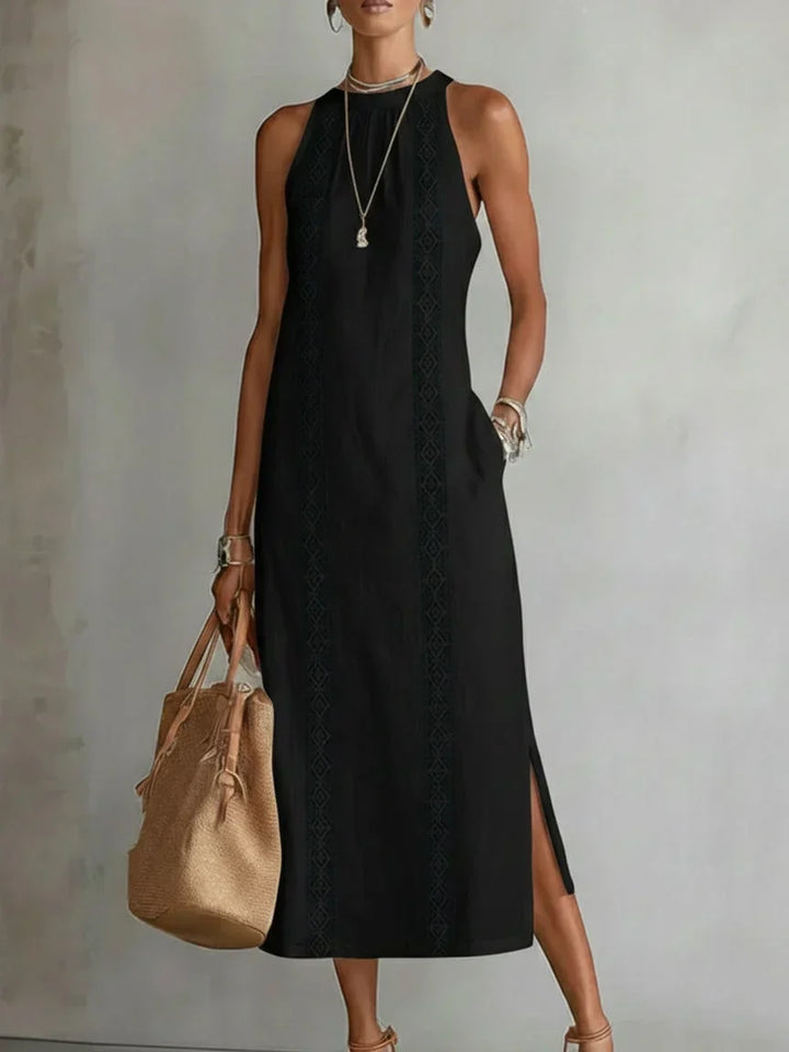 Valeria Robe Midi Élégante avec Col Mao
