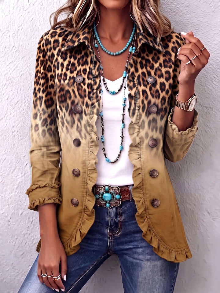 Veste Blazer Leopard Ombré avec Volants Elspeth™