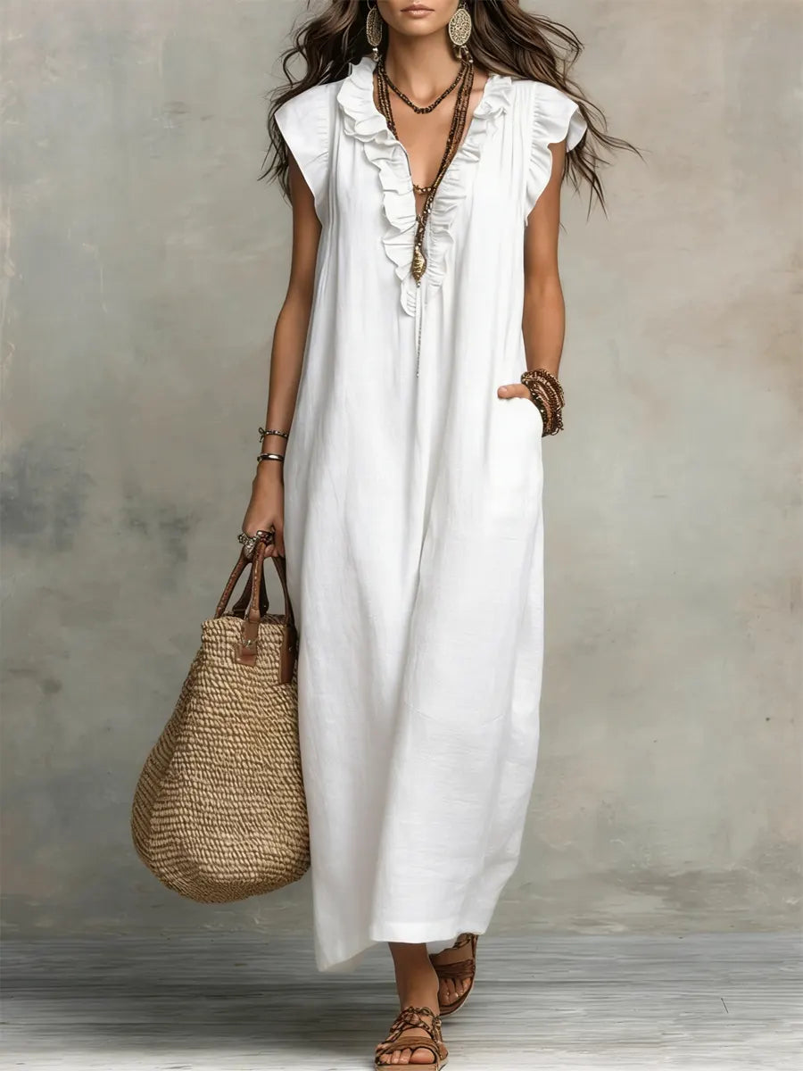 Chiara | Robe Maxi Bohémienne avec Décolleté en V