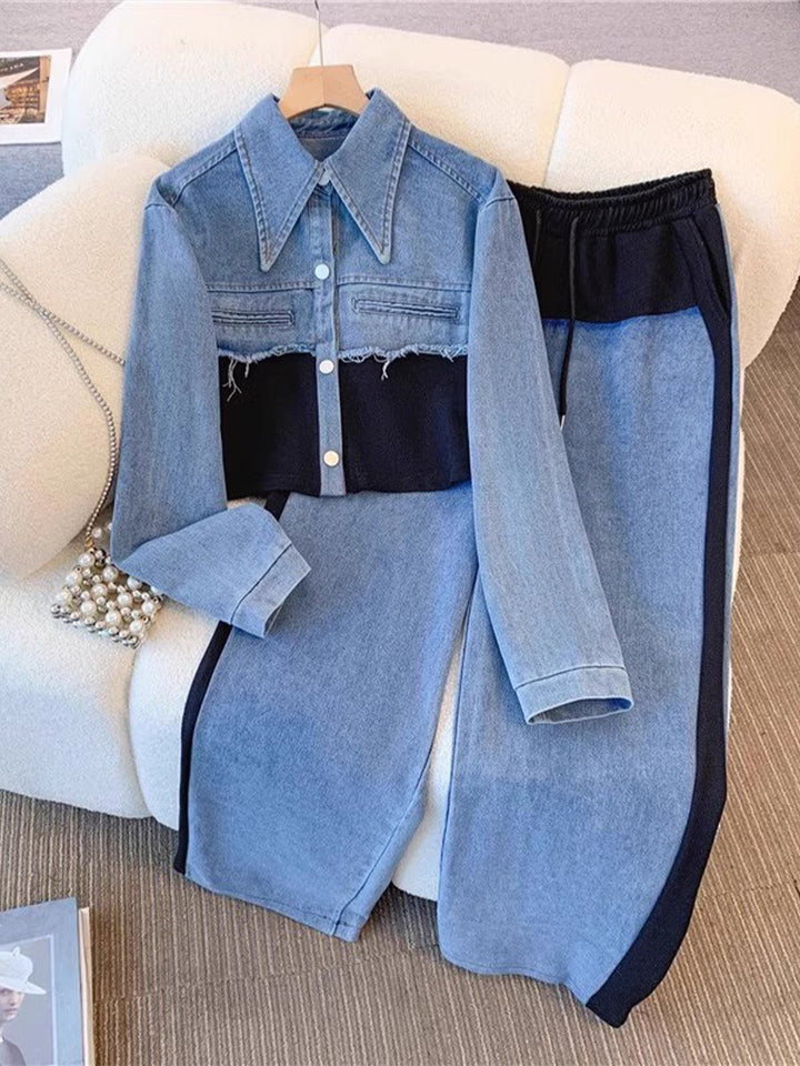 Veste Cintrée Colorblock et Pantalon Large
