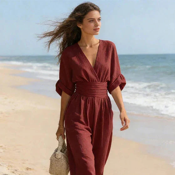 Daniela - Combinaison élégante à encolure en V et jambes larges